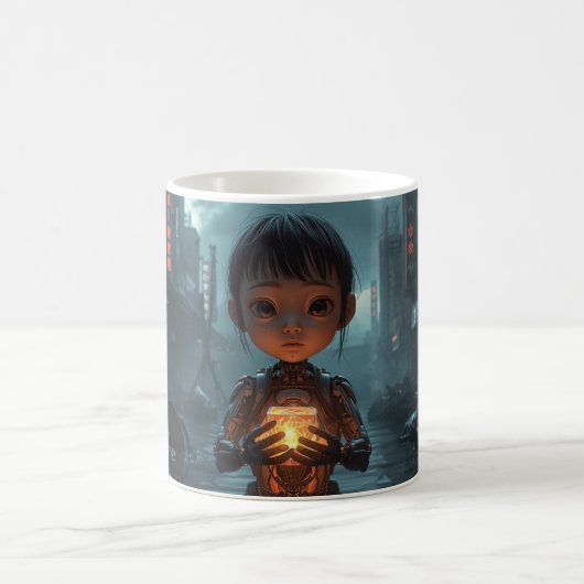  The Neon Refugee Girl: Sci Fi, Cyberpunk Mug コーヒーマグカップ (中央)