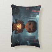 The Neon Refugee Girl: Sci Fi Cyberpunk Pillow アクセントクッション (裏面(縦))