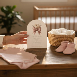 the nest is pink watercolor minimal baby shower 招待状