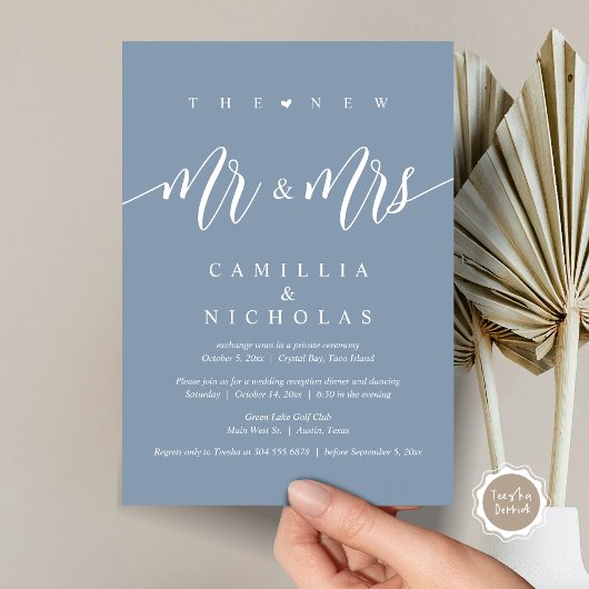 The New Mr. and Mrs. Wedding Elopement Dinner Part 招待状