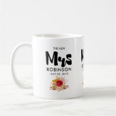 The New Mrs – かわいい花のタイポグラフィ コーヒーマグカップ (左)
