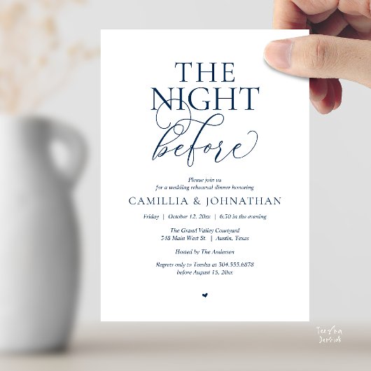 「The Night Before」モダンな結婚式のリハーサルディナー 招待状