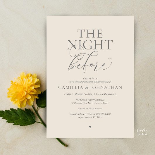 「The Night Before」モダンな結婚式のリハーサルディナー 招待状