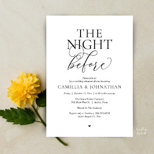 「The Night Before」モダンな結婚式のリハーサルディナー 招待状