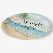 The night Before Beach and Palm Trees Wedding ペーパープレート (アングル)