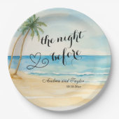 The night Before Beach and Palm Trees Wedding ペーパープレート (正面)