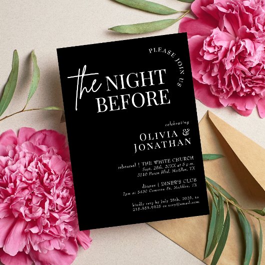The Night Before Black and White Rehearsal Dinner 招待状