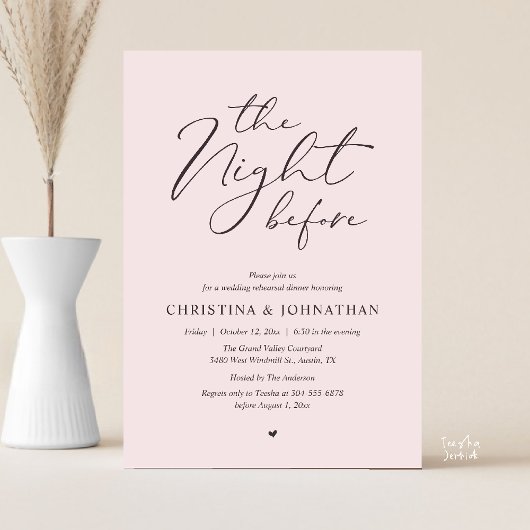 “The Night Before” Blush Whisper Rehearsal Dinner 招待状