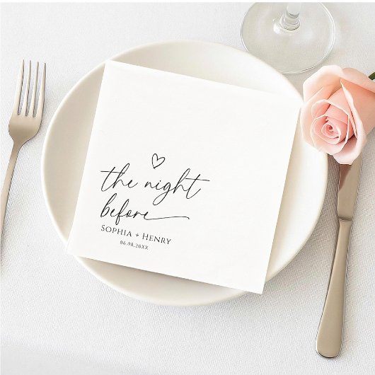 The Night Before Calligraphy heart wedding  スタンダードカクテルナプキン