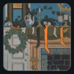 The Night Before Christmas by Denlow, 1903 （色） スクエアシール<br><div class="desc">Image:55450 The Night Before Christmas by Denlow,  1903 (color lithoo).Private Collection、Stapleton Collectionアート、ファインアート。</div>