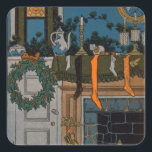 The Night Before Christmas by Denlow, 1903 （色） スクエアシール<br><div class="desc">Image:55450 The Night Before Christmas by Denlow,  1903 (color lithoo).Private Collection、Stapleton Collectionアート、ファインアート。</div>