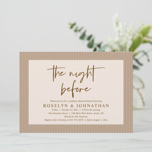 The Night Before Classic Neutral Wedding Rehearsal 招待状 (スタンド正面)