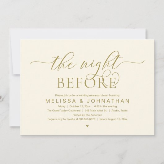 The Night Before, Classy Wedding Rehearsal Dinner 招待状 (正面)