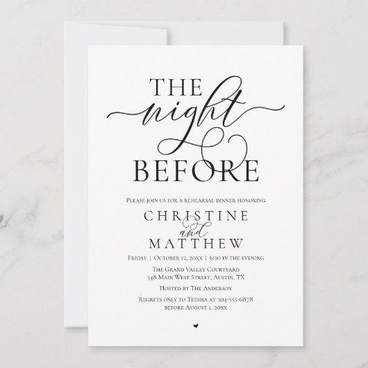 The Night Before, Classy Wedding Rehearsal Dinner 招待状 (正面)