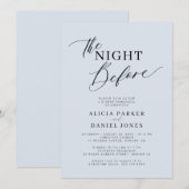 The night before dusty blue rehearsal dinner 招待状 (正面/裏面)