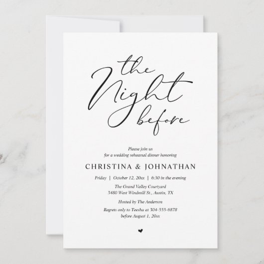 “The Night Before” Elegant Script Rehearsal Dinner 招待状 (正面)