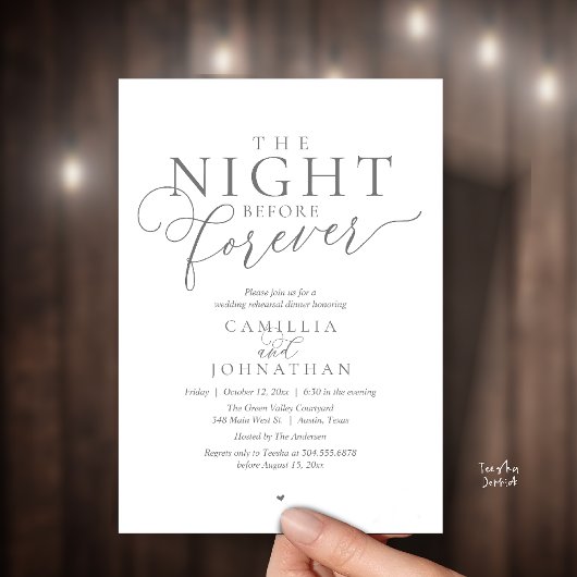 “The Night Before Forever” Modern Rehearsal Dinner 招待状