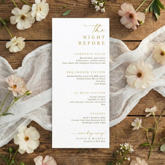 The Night Before Gold 4 Course Rehearsal Dinner メニュー