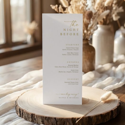 The Night Before Gold Wedding Rehearsal Dinner メニュー