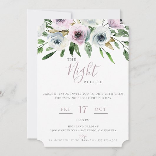 The Night Before Mauve Floral Invitation 招待状 (正面)