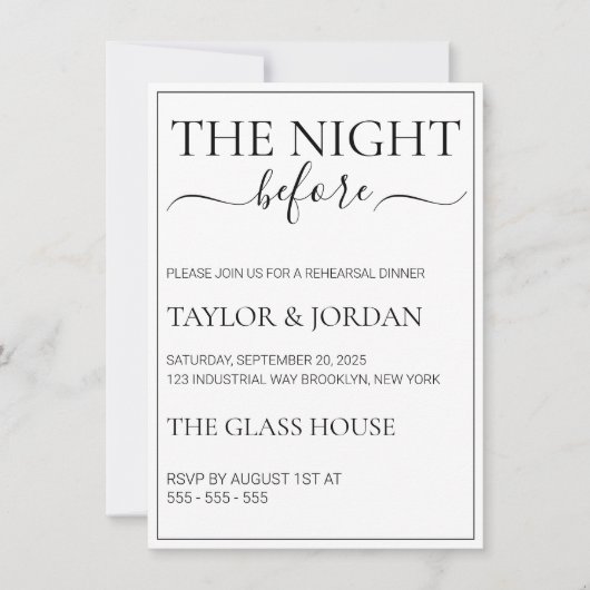 The Night Before | Minimalist Botanical Rehearsal  招待状 (正面)