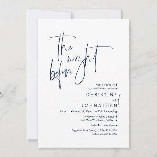 The Night Before, Modern Casual Rehearsal Dinner 招待状 (正面)