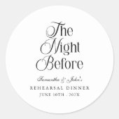 The Night Before Modern Elegant Rehearsal Dinner ラウンドシール (正面)