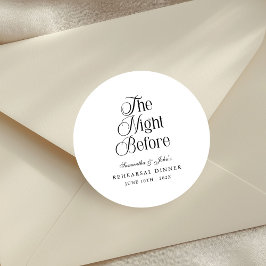 The Night Before Modern Elegant Rehearsal Dinner ラウンドシール