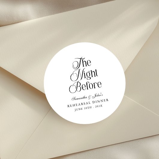 The Night Before Modern Elegant Rehearsal Dinner ラウンドシール