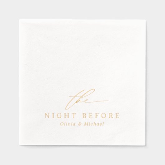 The Night Before Modern Rehearsal Dinner Wedding 箔ナプキン (正面)