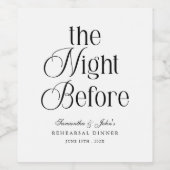 The Night Before Modern Wedding Rehearsal Dinner ワインラベル (シングルラベル)