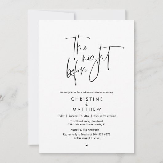 The Night Before, Modern Wedding Rehearsal Dinner 招待状 (正面)