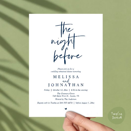 The night before, Modern Wedding Rehearsal Dinner 招待状