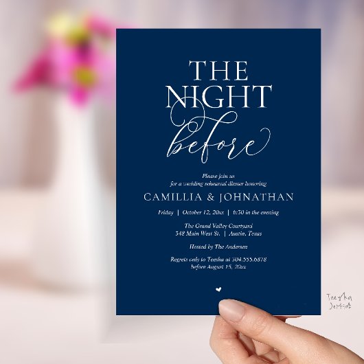 “The Night Before” Modern Wedding Rehearsal Dinner 招待状