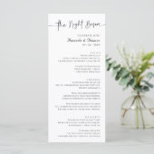 The Night Before Rehearsal Dinner Menu 4 x 9" メニュー (スタンド正面)