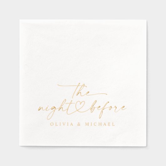 The Night Before Rehearsal Dinner Wedding Gold 箔ナプキン (正面)
