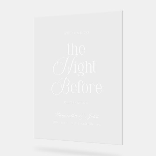 The Night Before Rehearsal Dinner Welcome Sign アクリルサイン (傾斜)