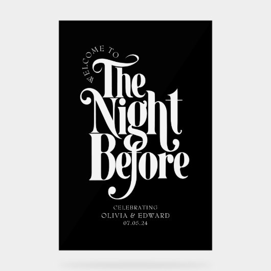 The Night Before Rehearsal Dinner Welcome Sign アクリルサイン (正面)