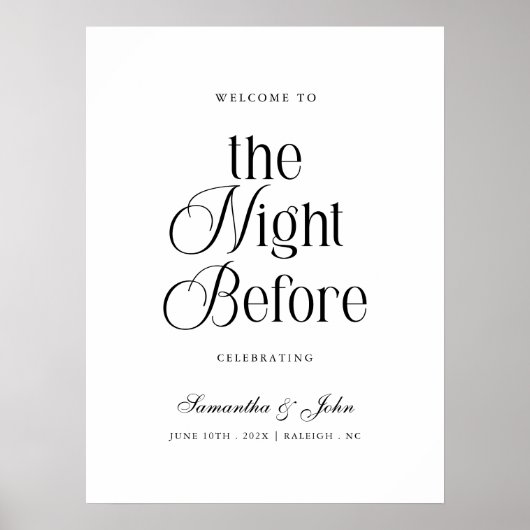 The Night Before Rehearsal Dinner Welcome Sign ポスター (正面)