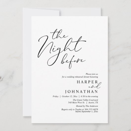 The Night Before Romantic Wedding Rehearsal Dinner 招待状 (正面)