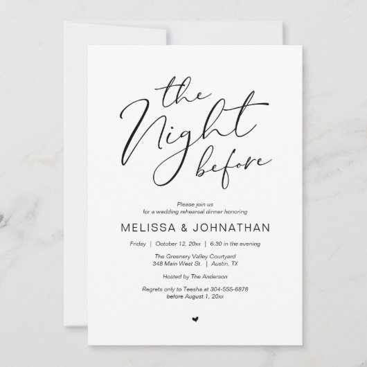 The Night Before Romantic Wedding Rehearsal Party 招待状 (正面)