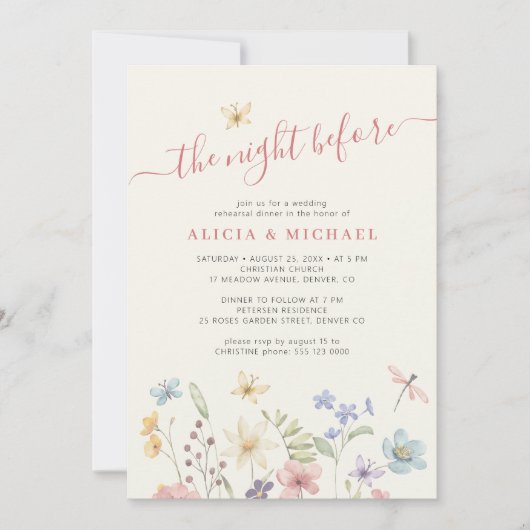 The night before rustic wedding rehearsal dinner 招待状 (正面)