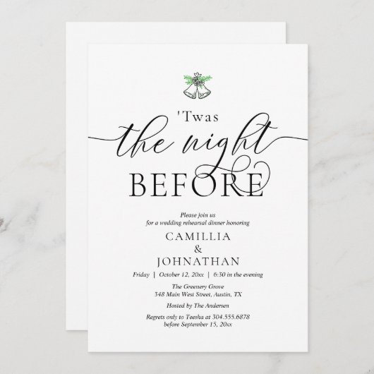 The Night Before, TWAS Wedding Rehearsal Dinner 招待状 (正面/裏面)