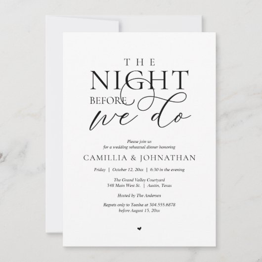 “The Night Before We Do” Modern Rehearsal Dinner 招待状 (正面)