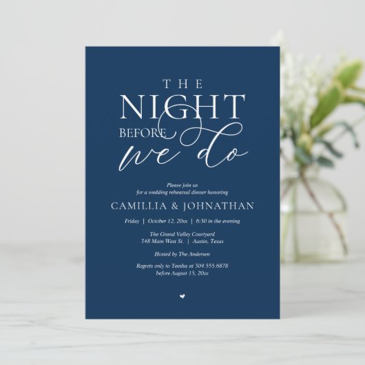 “The Night Before We Do” Modern Rehearsal Dinner 招待状 (スタンド正面)