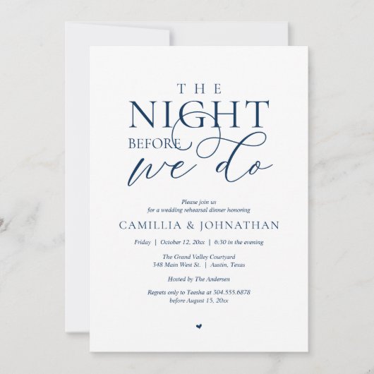 “The Night Before We Do” Modern Rehearsal Dinner 招待状 (正面)