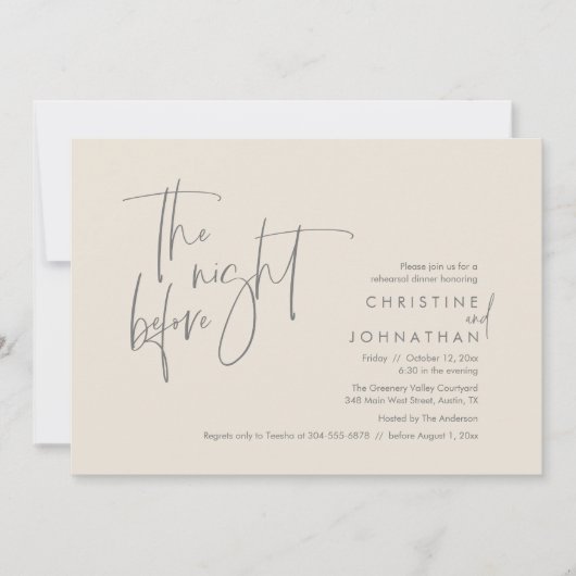 The Night Before, Wedding Rehearsal Dinner 招待状 (正面)