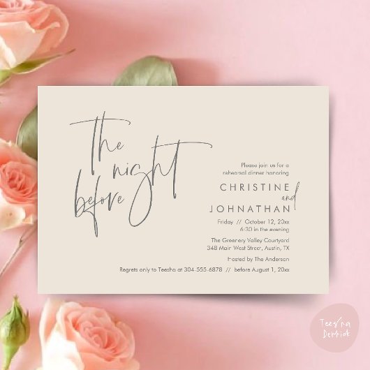 The Night Before, Wedding Rehearsal Dinner 招待状