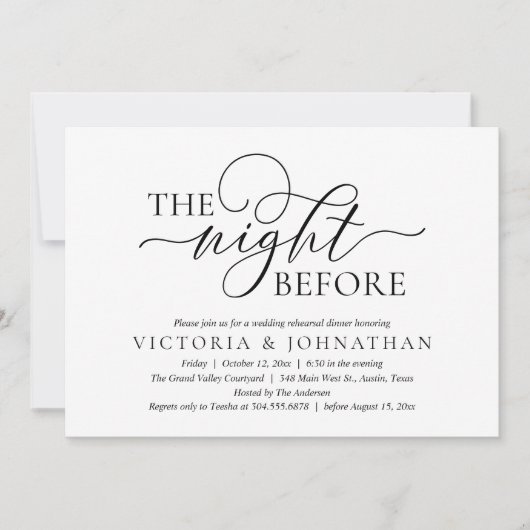 The Night Before, Wedding Rehearsal Dinner Party 招待状 (正面)