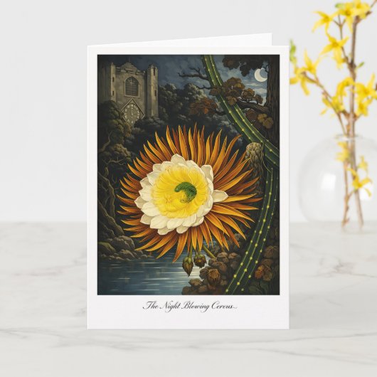The Night Blowing Cereus — Modern Botanical Reinte カード (黄色い花)